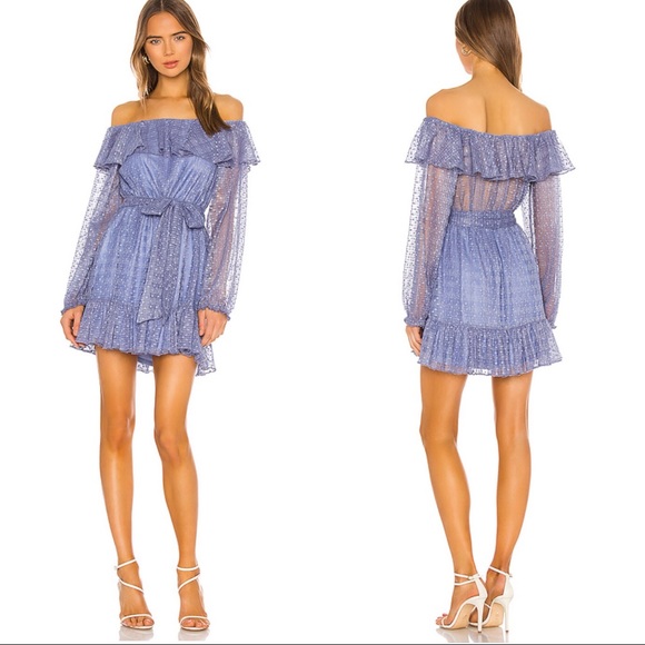 Tularosa Dresses & Skirts - NWT Tularosa Off Shoulder Blue Zeely Dress.